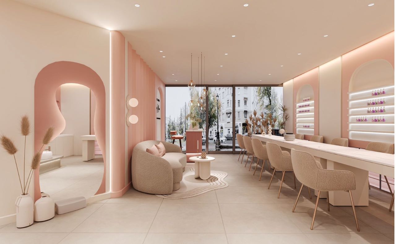 Innenansicht der Nail Bar mit Sitz- und Behandlungsplätzen